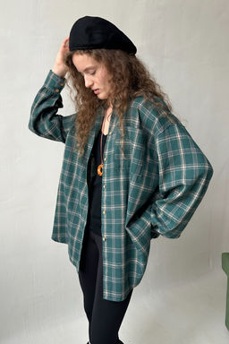 Рубашка женская HUG077/14/Зеленый, бежевый