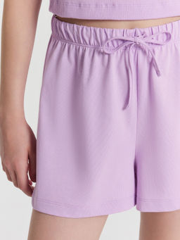 Шорты для девочек лиловые с надписью good vibes only - Mark formelle фото 5