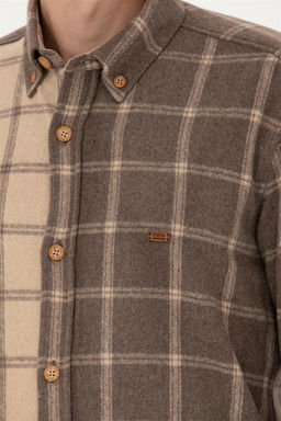 Мужская рубашка светло-хаки с длинным рукавом - U.s. polo assn фото 6