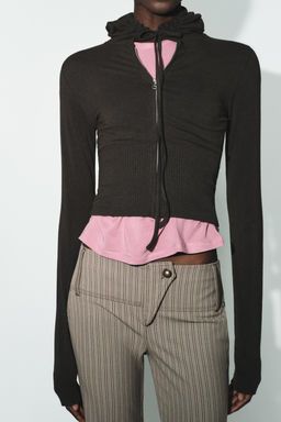 SUDADERA CROPPED SEAMLESS / marr?n vigor? - Zara фото 3