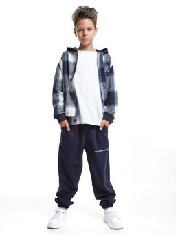 Толстовка для мальчика детская одежда UD 7989 син-белая клетка - Mini maxi фото 9
