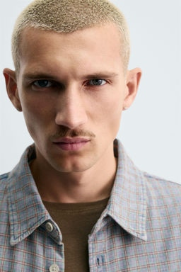 CHECK TEXTURED OVERSHIRT