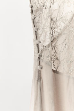 VESTIDO LARGO VISCOSA 100% ENCAJE / Gris - Zara фото 8