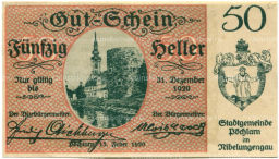 50 геллеров 1920 года Австрия Пёхларн (нотгельд)