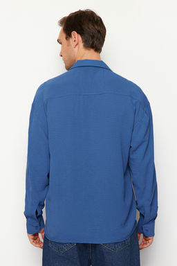 TRENDYOL MAN Beyaz Oversize Fit Apas Yaka Yazl?k Keten Gorunumlu Gomlek TMNSS23GO00053 - Trendyolmilla фото 34