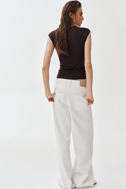 CAMISETA EFECTO DOBLE MANGA CORTA / Chocolate - Zara фото 6