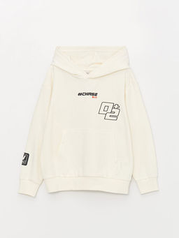 Bask?l? Uzun Kollu Erkek ?ocuk Hoodie ve E?ofman Alt? - Waikiki фото 2