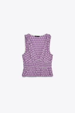 TOP WITH CUTWORK EMBROIDERY AND TIE DETAIL - Zara фото 14
