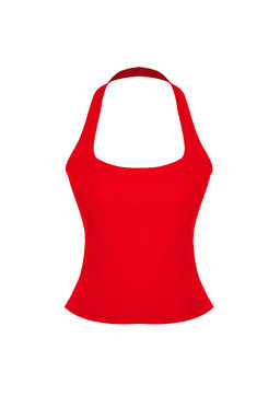 K?rm?z? Fitted/Vucuda Oturan Esnek Orme Bluz TWOSS24BZ00492