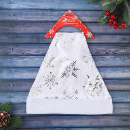 Колпак новогодний Белый со снежинками 28х38 см, белый