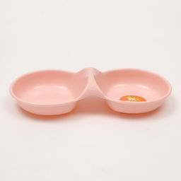 Цена за 2 шт. Миска пластиковая двойная 24 см х 11,5 см х 3 см розовая