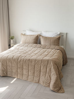 Покрывало вельвет 200x240 бежевый вельвет