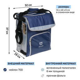 Термосумка «Арктика» на молнии, объём 20 л, с люком, синяя