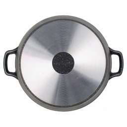 Кастрюля с антипригарным покрытием 5л, д26см "Гранит", h13см, s0,4см, литые ручки, стеклянная крышка с пароотводом, подарочная упаковка (Россия)