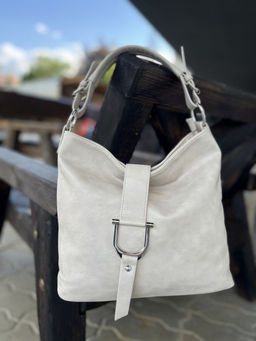 Женская сумка хобо из эко кожи 007 Бежевый - Cidirro фото 3