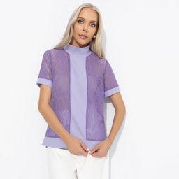 Футболка комбинированная, Фирменное приветствие (сиреневый) - Charutti фото 4