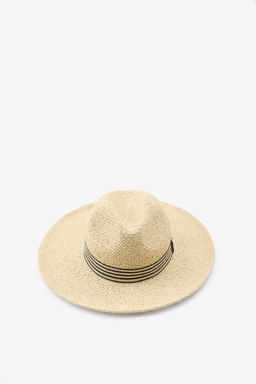 WOVEN HAT WITH STRIPED BAND - Zara фото 6