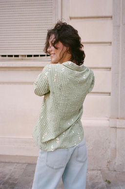 CAMISA RAYAS LENTEJUELAS / Verde medio - Zara фото 3