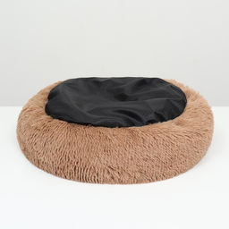 Лежанка для собак и кошек, длинный мех, 45 х 35 х 11 см, коричневая - Пижон фото 6