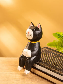 Сувенир «Кот сидячий», 5×6×15 см, дерево, чёрный