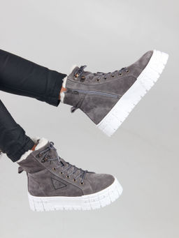 Ботинки 216.212131w. серый замок замша/Байка