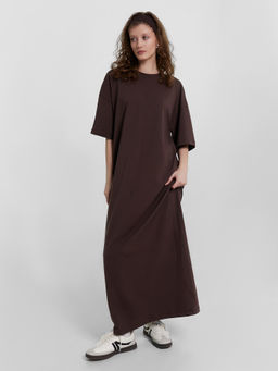 Платье женское коричневое длинное