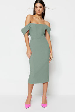 Mint Vucuda Oturan Korse Detayl? Dokuma S?k Abiye Gece Mezuniyet Elbisesi TPRSS22EL00097