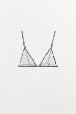 SUJETADOR TRAINGULAR MESH PUNTILLA / Gris - Zara фото 4