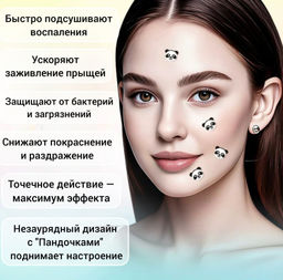 SADOER Гидроколлоидные патчи от прыщей, панда, 40шт
