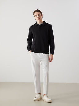 Polo Yaka Uzun Kollu Erkek Sweatshirt
