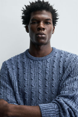 TEXTURED CABLE-KNIT SWEATER - Zara фото 5
