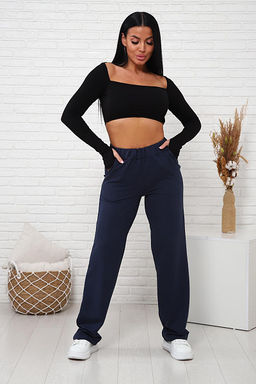 Брюки с карманами футер с лайкрой (01038, темно-синий) - Плиона фото 2