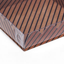 Цена за 5 шт. Коробка для печенья, «Полосы крафт» 12×12×3 см