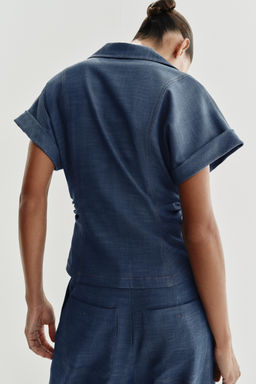 CAMISA ENTALLADA DRAPEADA / Azul - Zara фото 6