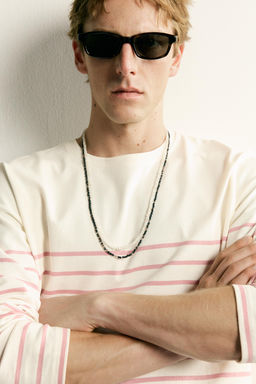 CAMISETA RELAXED FIT JACQUARD RAYAS / Rosa claro - Zara фото 5