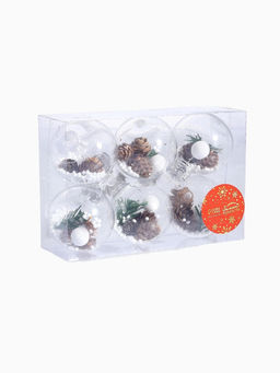 Ёлочные игрушки Льдинка - шишки, шары новогодние, d=6 см, набор 6 шт., прозрачный - Зимнее волшебство фото 7