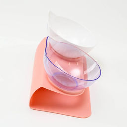 Миски пластиковые на розовой подставке 27,5 х 14 х 15 см прозрачная/белая - Пижон фото 3