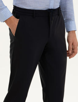 Тканевые брюки узкого кроя темно-синего цвета - Cacharel фото 5