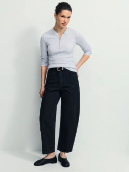 Джинсы barrel с высокой посадкой укороченные / Zarina