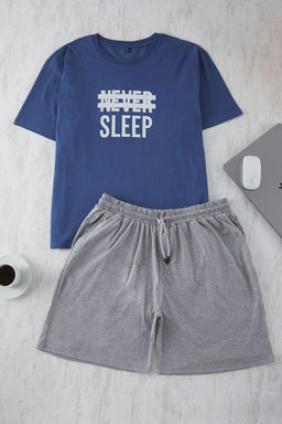 Mavi Regular Fit Orme Sortlu Buyuk Beden Pijama Tak?m? TMNSS25AI00003