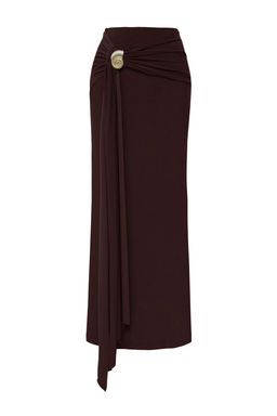 Limited Edition Kahverengi Vucuda Oturan Aksesuar Detayl? Orme Uzun Etek TPRSS25ET00004