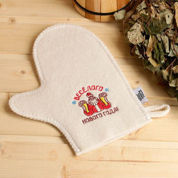 Рукавица для бани с шелкографией Весёлого Нового года! - Банная забава фото 2