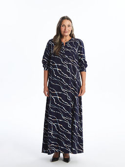 Ka??k Yaka Desenli Elbise