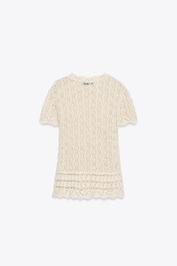 SHORT SLEEVE POINTELLE KNIT TOP - Zara фото 8
