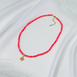 Колье из розового Коралла с подвеской 45 см +