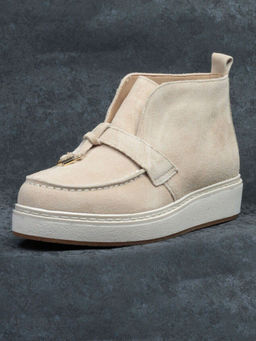 01-5172-5 BEIGE Ботинки женские демисезонные (натуральная замша, байка)