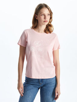 Bisiklet Yaka Bask?l? Kad?n Ti??rt