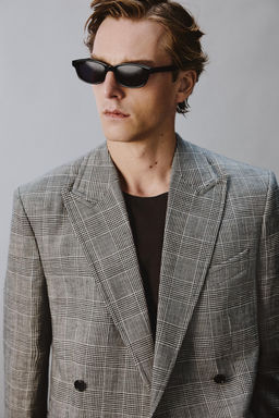 BLAZER CRUZADA TRAJE CUADROS LANA - LINO AARON LEVINE X ZARA / Blanco / Negro  фото 6