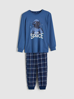 Bisiklet Yaka Bask?l? Erkek ?ocuk Pijama Tak?m