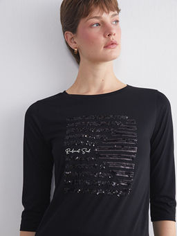 Bisiklet Yaka Pul ??lemeli Bluz